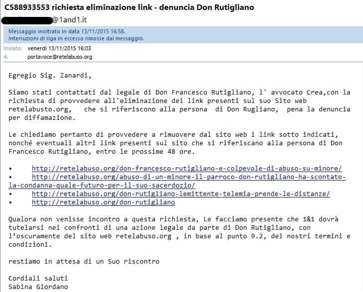 Oscuramento sito Rete L’ABUSO