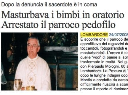 Lombardore: Don Pierpaolo Mologni accusato di pedofilia, migliaia di foto nel pc