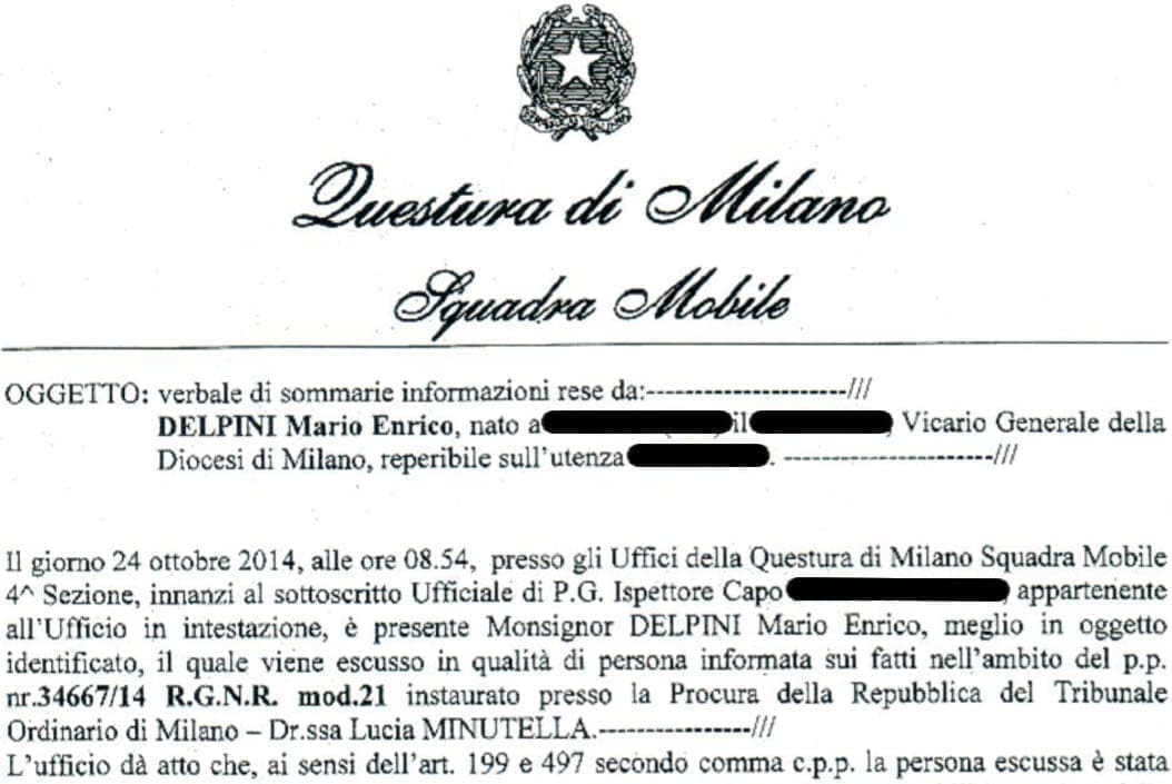 Le menzogne della diocesi di Milano sul caso che coinvolge monsignor Mario Delpini
