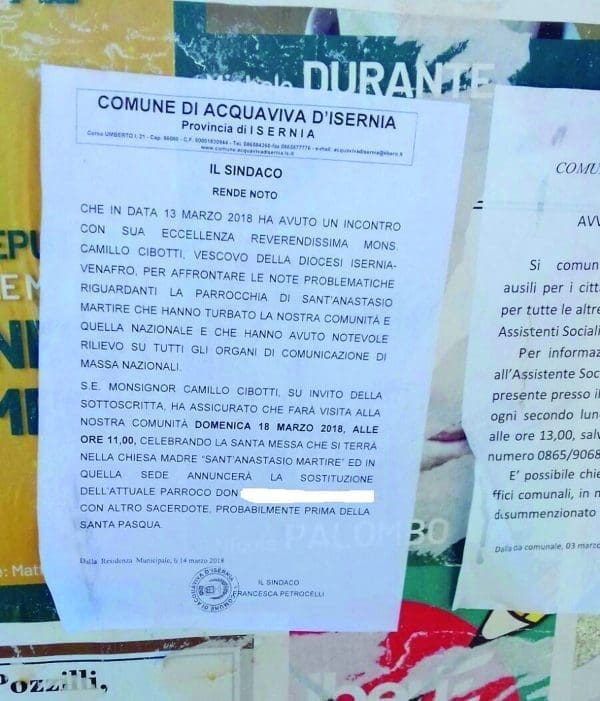 Isernia, pedofilia in parrocchia: il vescovo Cibotti pronto ad allontanare il prete