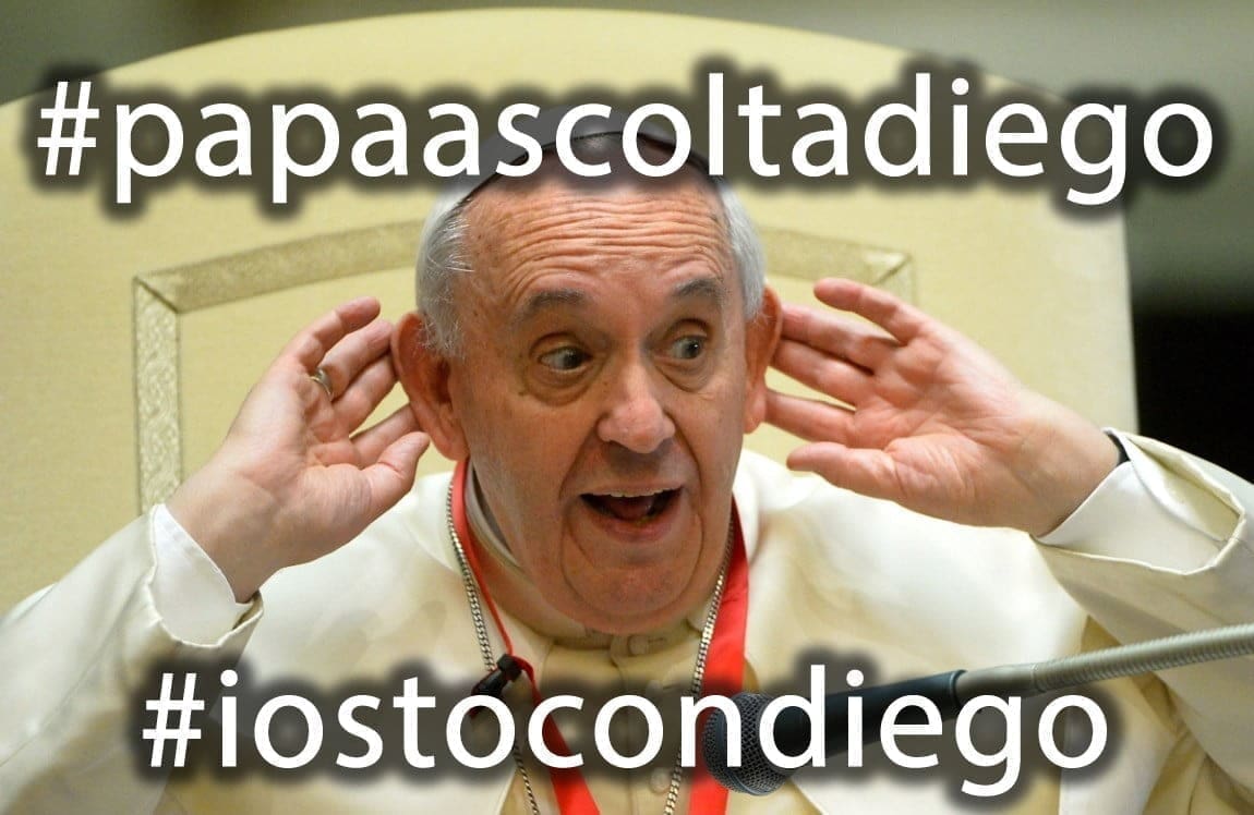 #papaascoltadiego #iostocondiego Diego Esposito interrompe lo sciopero della fame e chiede il silenzio stampa.