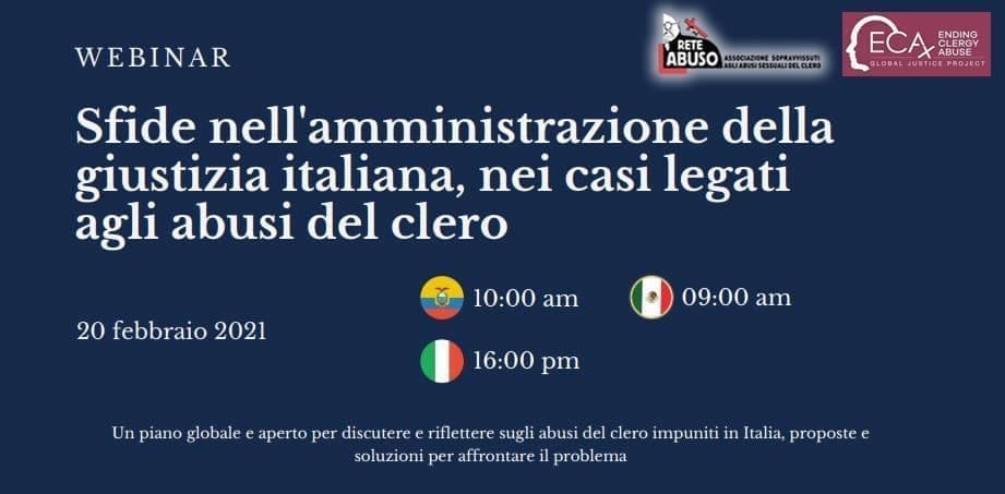 Sacerdoti pedofili – Webinar internazionale ECA Global sul “Caso Italia”