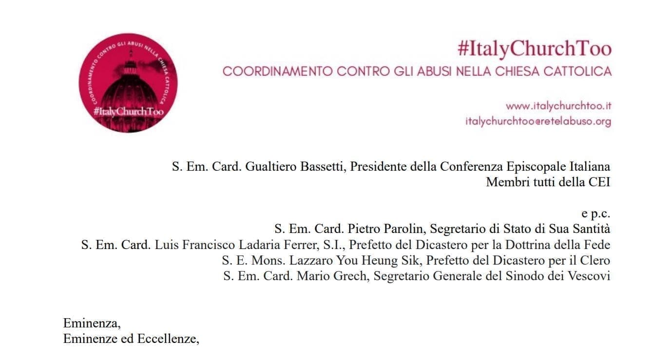 Alla Conferenza Episcopale Italiana – Lettera Coordinamento #ItalyChurcToo