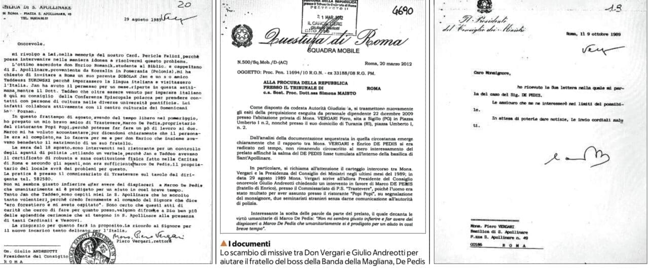 Caso Orlandi, la lettera segreta di Andreotti: così Don Vergari chiese aiuto per il presunto boss della Magliana