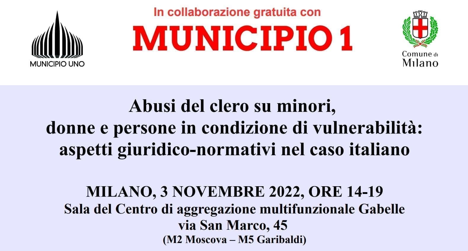 Abusi del clero su minori, donne e persone in condizione di vulnerabilità – Milano, 3 novembre 2022
